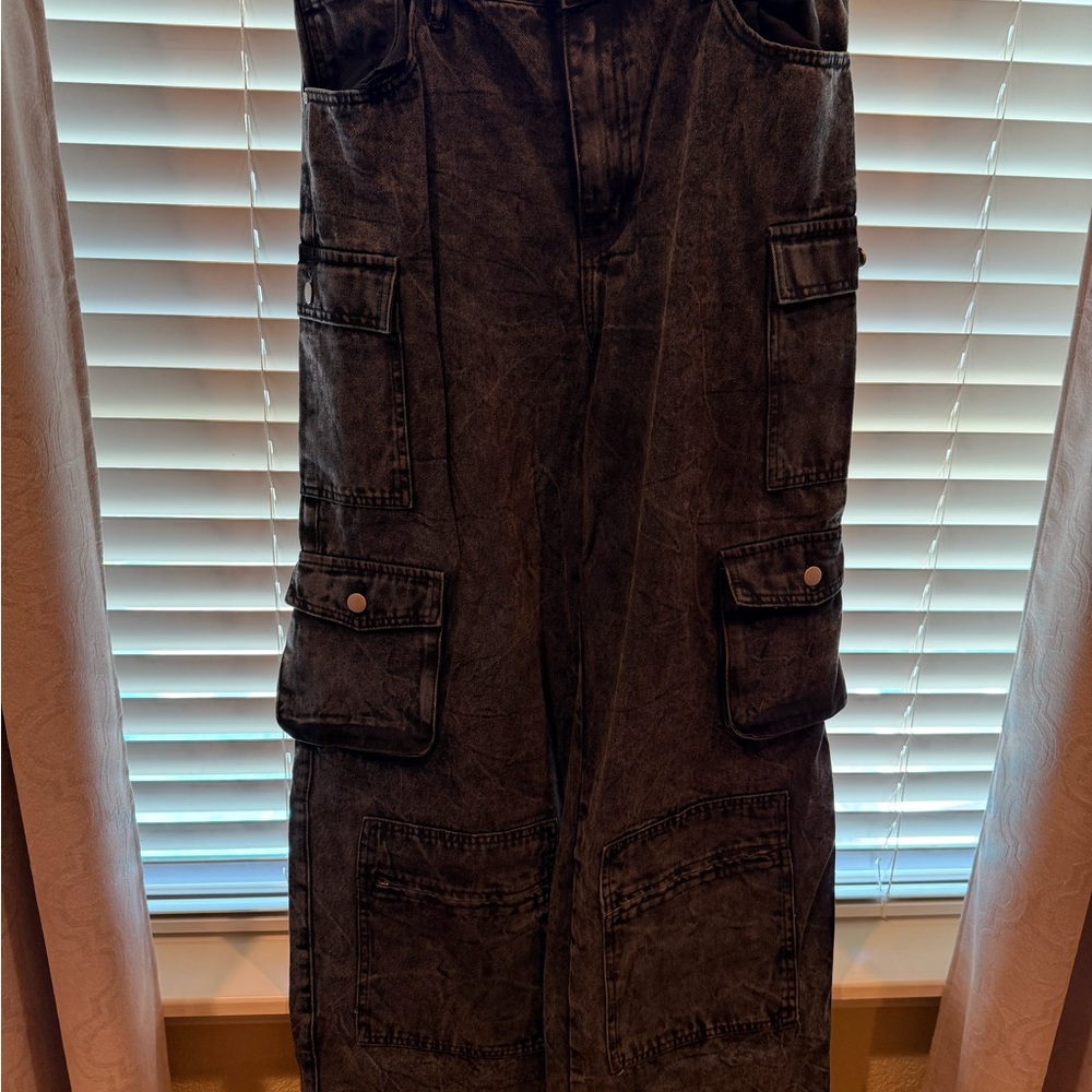 Fashion Nova Black Cargo Pants with Utility Design